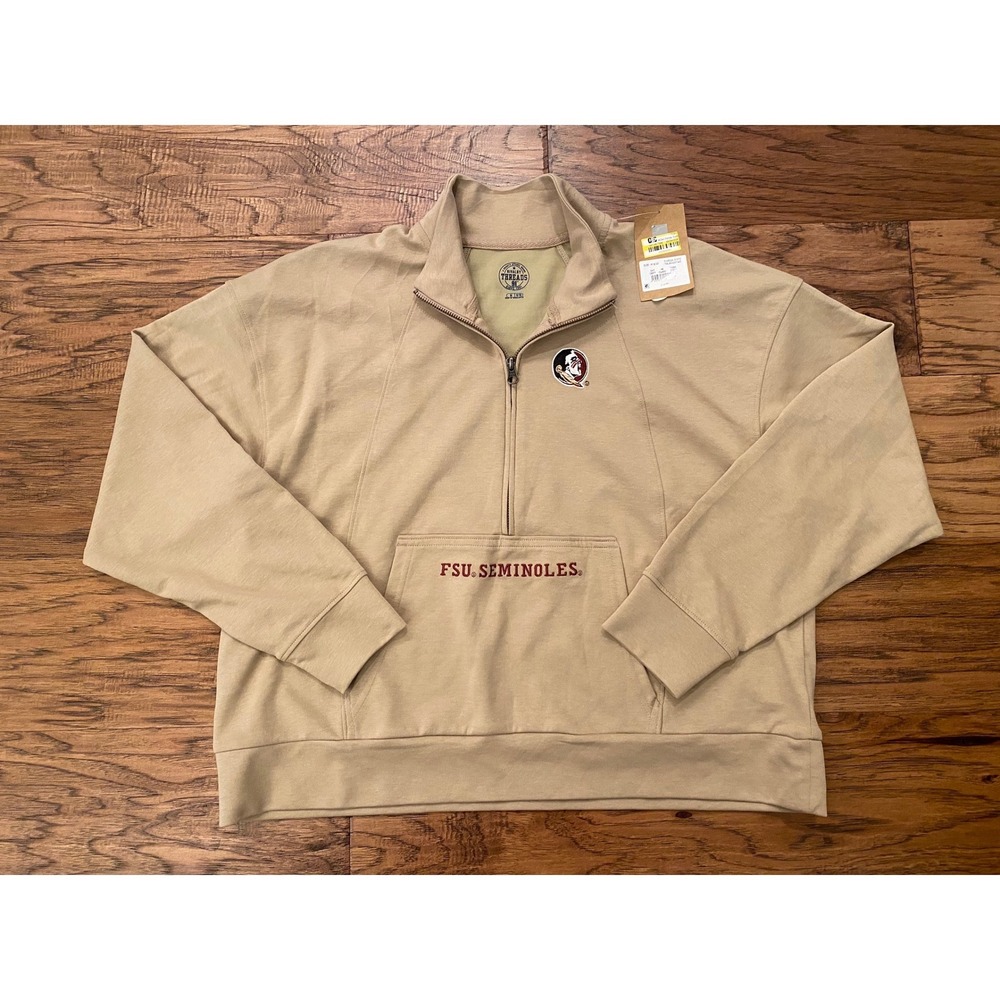 Rivalry Threads FSU Seminoles Tan Quarter Zip Sweatshirt Mens Medium NWT